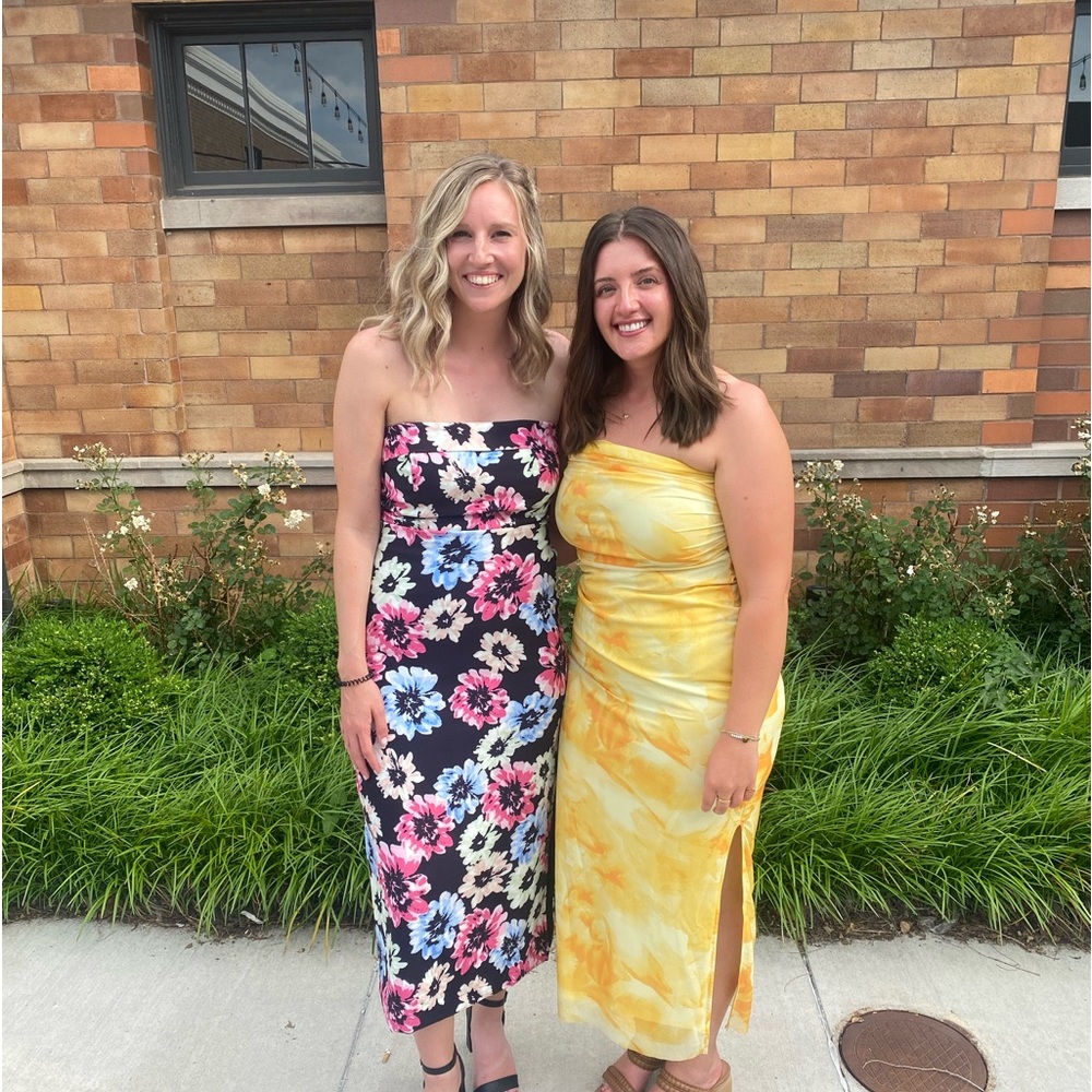 VICI Thalia strapless floral midi dress